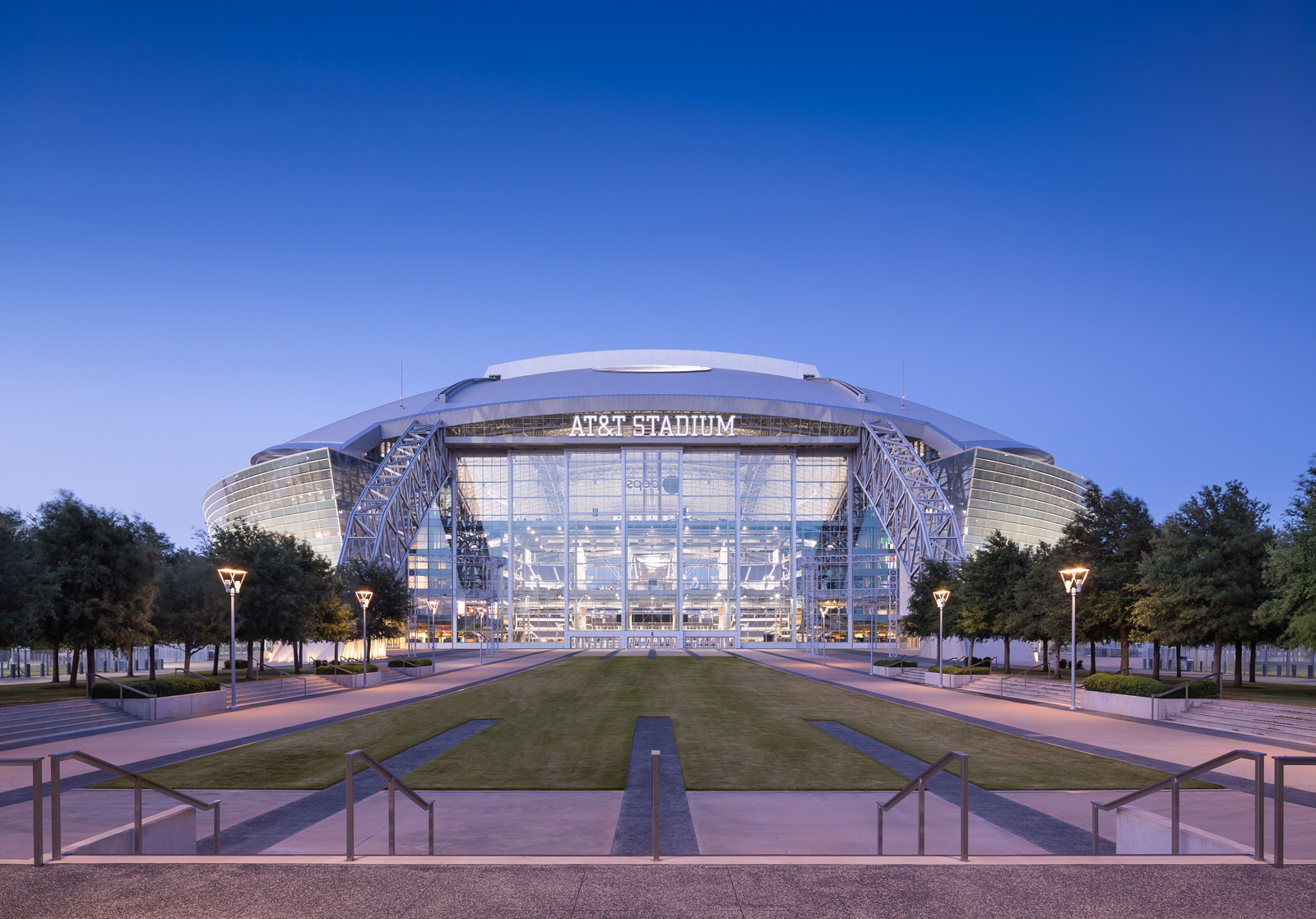 AT&T Stadium exterior Arlington Texas at dusk